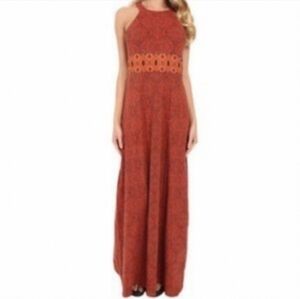 PRANA "Skye" Boho Rust/Orange Halter Maxi Dress